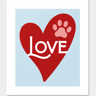 Dog love heart Posters and Art